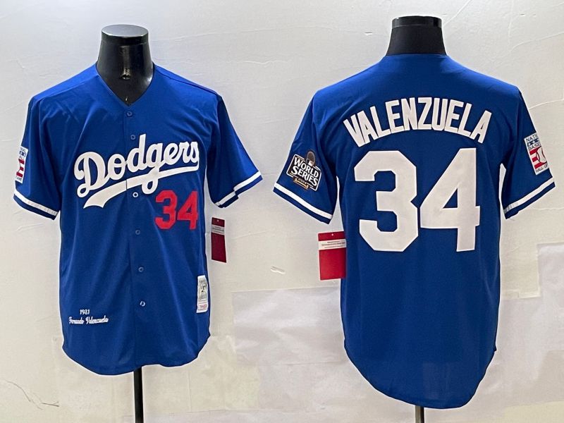 Men Los Angeles Dodgers #34 Valenzuela Blue Throwback Game 2025 Nike MLB Jersey style 3132->chicago white sox->MLB Jersey